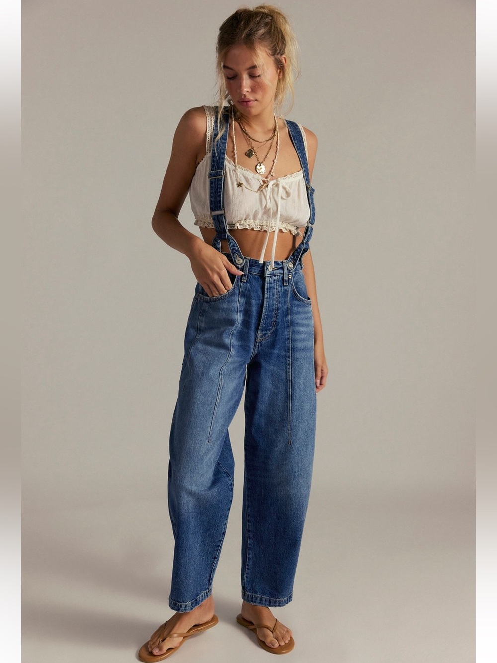NWT FREE PEOPLE WE THE FREE BERKLEY SUSPENDER JEANS